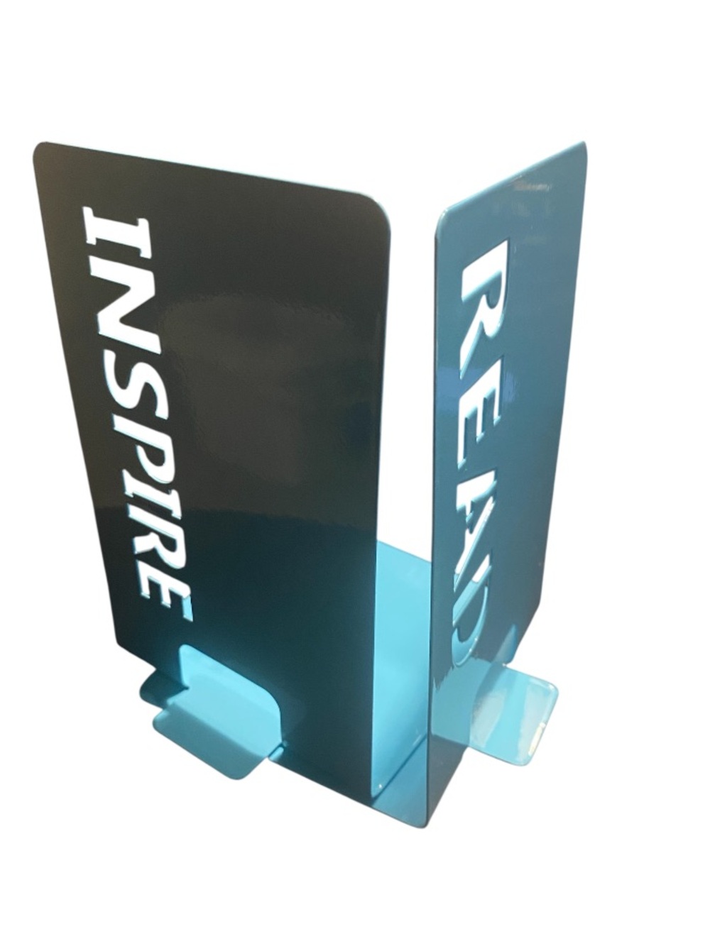 “Read” & “Inspire”  Bookends - Aqua Blue